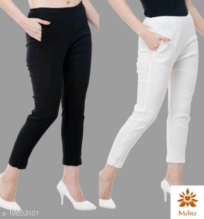 Post image Trendy Feminine Women Women Trousers
Free delivery 

Fabric: Cotton Blend
Pattern: Solid
Multipack: 2
Sizes: 
34 (Waist Size: 34 in, Length Size: 37 in) 
36 (Waist Size: 36 in, Length Size: 37 in) 
26 (Waist Size: 26 in, Length Size: 37 in) 
38 (Waist Size: 38 in, Length Size: 37 in) 
28 (Waist Size: 28 in, Length Size: 37 in) 
40 (Waist Size: 40 in, Length Size: 37 in) 
30 (Waist Size: 30 in, Length Size: 37 in) 
42 (Waist Size: 42 in, Length Size: 37 in) 
32 (Waist Size: 32 in, Length Size: 37 in) 

Dispatch: 2-3 Days
