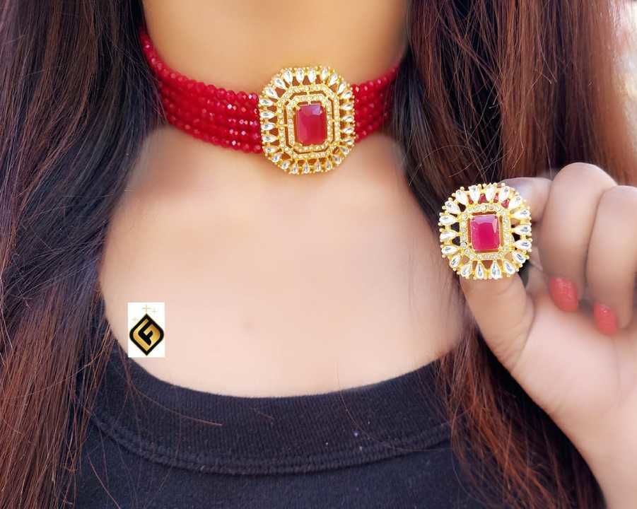 Ad stone chokar with crystal beads  uploaded by Shakti Jewellers ajmer  on 4/7/2021