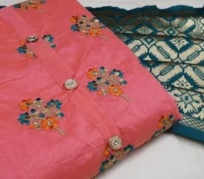 Post image *Catalog Name:* Stunning Cotton Chanderi Dress Material With Embroidery  And Jacquard Dupatta

*Details:*
Description: It has 1 Piece of Top, 1 Piece of Inner, 1 Piece of Bottom and 1 Piece of Dupatta 
Fabric; Top: Modal Chanderi, Inner: Santoon, Bottom: Cotton, Dupatta: Banarasi Silk 
Size; Top: 2 Mtr, Bottom: 2 Mtr, Inner: 1.60 Mtr, Dupatta: 2.25 Mtr 
Type: Un-stitched 
Work; Top: Embroidery Work, Bottom: Solid, Inner: Solid, Dupatta: Jacquard Work 
Designs: 4

💥 *FREE Shipping* 
💥 *FREE COD* 
💥 *FREE Return &amp; 100% Refund* 
🚚 *Delivery*: Within 6 days