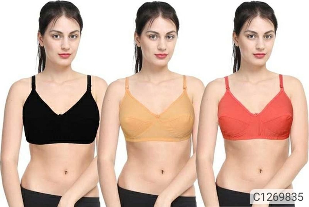 *Catalog Name:* PACK OF 3 Women's Cotton Solid Non-Padded Bra uploaded by business on 7/23/2020