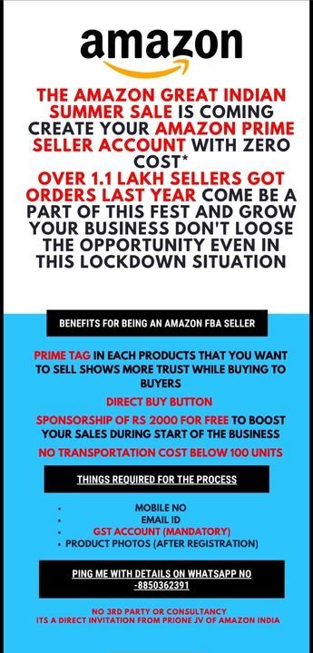 Amazon Summer Fest (Free Prime Seller Account Process) uploaded by business on 4/8/2021