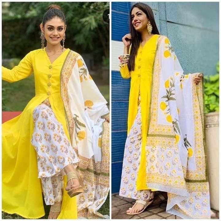 Kurti with printed plazzo and dupatta uploaded by business on 4/8/2021
