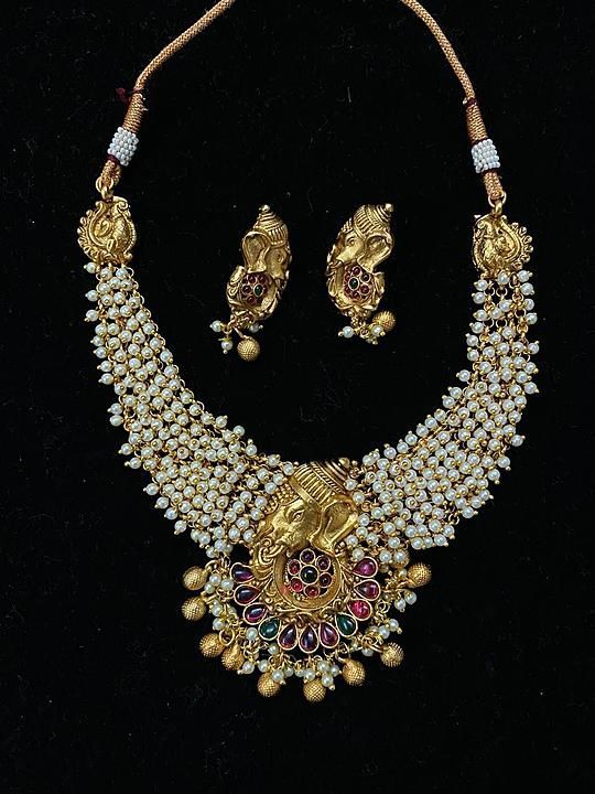 Ganpati Necklace with matt gold plating uploaded by Glamo on 7/24/2020