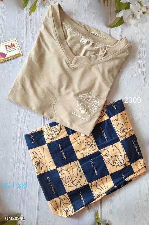 Post image *latest collection of set*

Tsh exclusive🌟🌟🌟🌟


*A1 quality*

Imported cartoon printed nightwears's
Fabric- soft n imported

M-38
L- 40
Xl- 42
Xxl- 44

Sizes mentioned on pics


Rs

*Half sleeve only available

Starting @₹ 599.0
*Free Shipping*