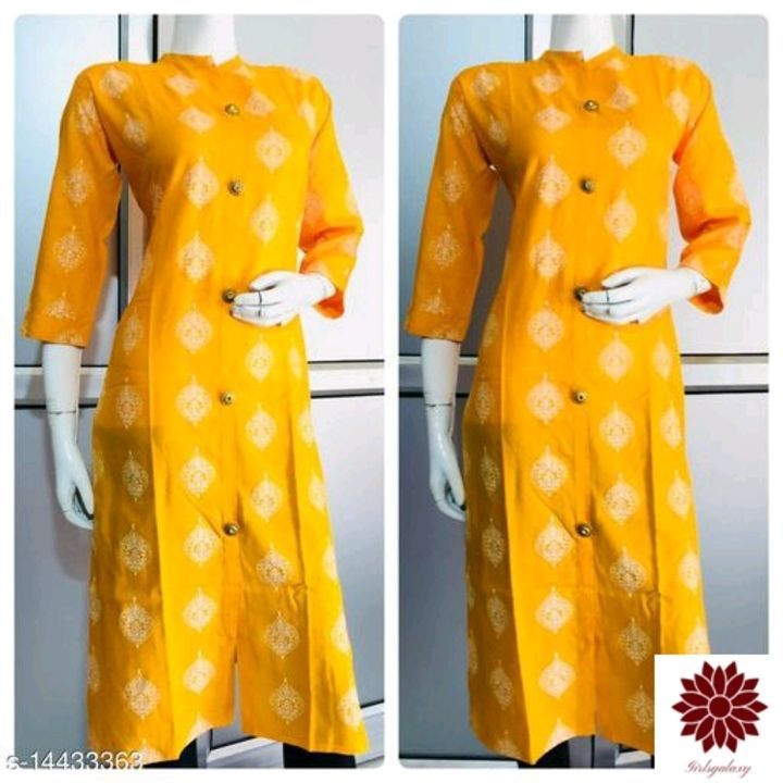 Women Rayon A-line Printed Yellow Kurti

Fabric: Rayon
Combo of: Single
Sizes:
XL (Bust Size: 42 in, uploaded by business on 4/9/2021