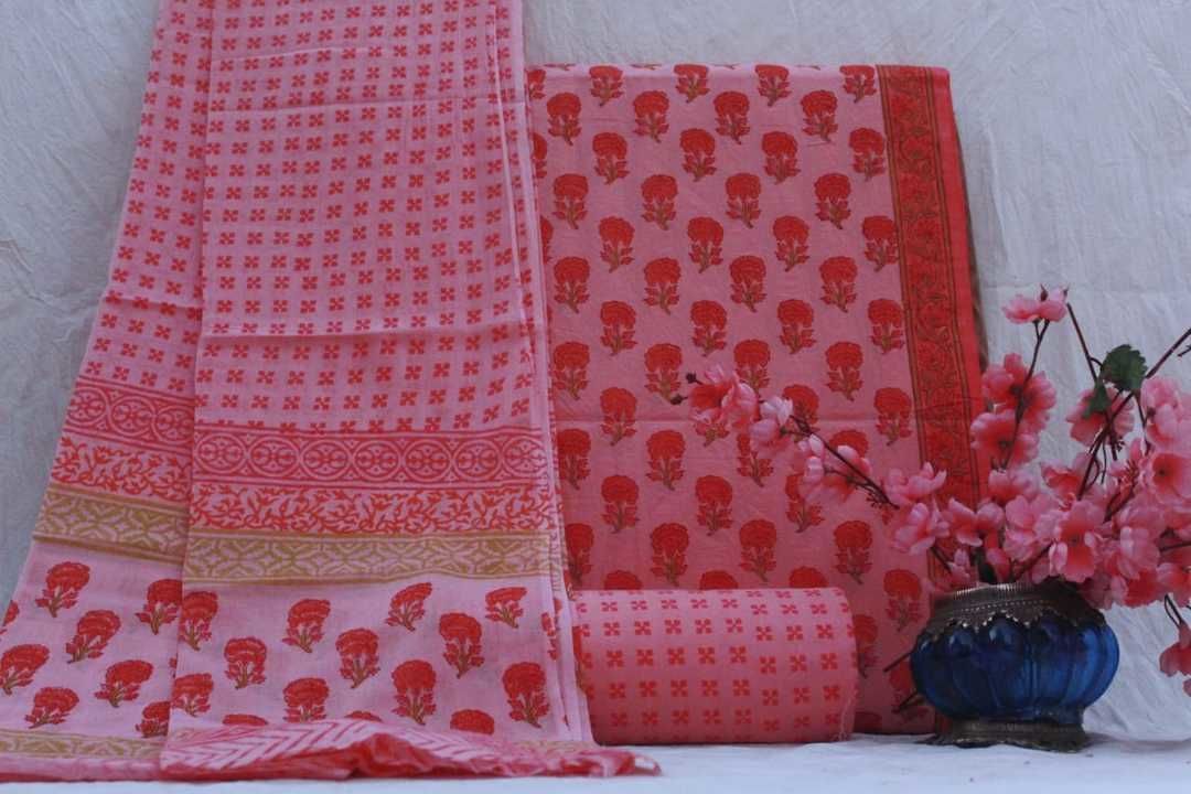 HANDBLOCK 💯 COTTON SUIT WITH DUPPATA  uploaded by LALIT Textile on 4/10/2021