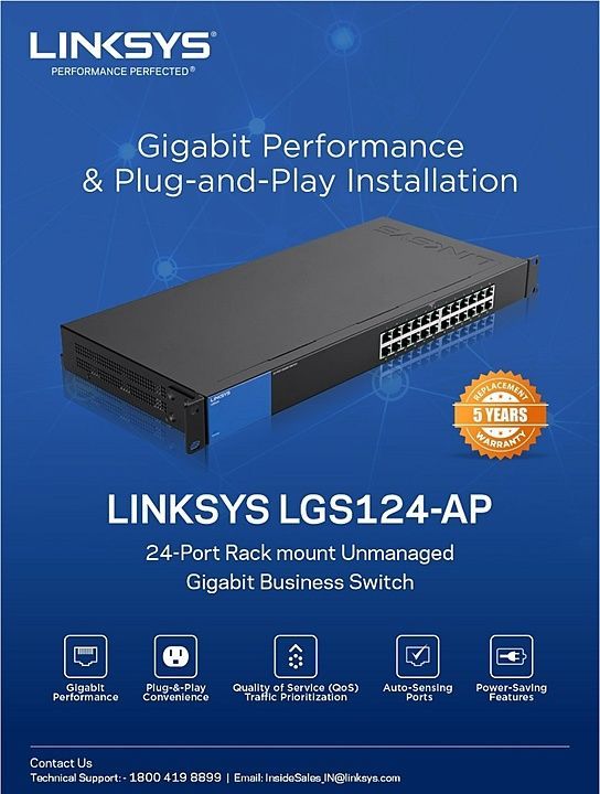 LRT124-AP 24 port unmanageable switch with 5 year product replacement warranty. uploaded by Linksys and Belkin on 7/24/2020