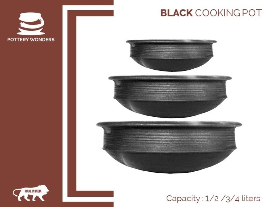 Black cooking pot set (1,2 &3 litres) uploaded by business on 4/10/2021