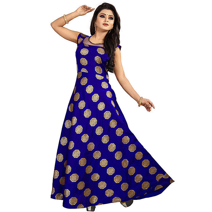 Full Stitched Women Jacquard Gown Royal Blue uploaded by business on 7/24/2020