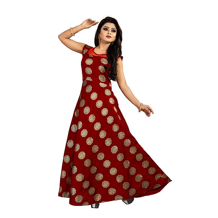 Full Stitched Women Jacquard Gown Red uploaded by Nimit Enterprise on 7/24/2020