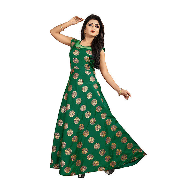 Full Stitched Women Jacquard Gown Green uploaded by business on 7/24/2020