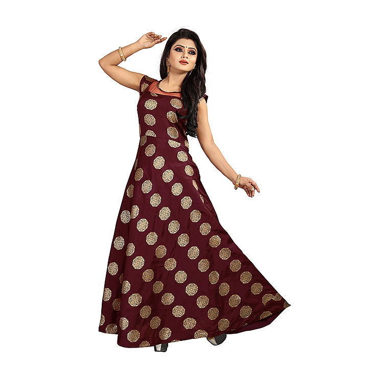 Full Stitched Women Jacquard Gown Maroon uploaded by business on 7/24/2020