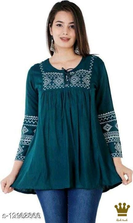 Post image Gurmeet Fashion Mehndi Colored Tunic Top For Women with 3/4 Sleeves
Fabric: Rayon
Sleeve Length: Three-Quarter Sleeves
Pattern: Embroidered
Multipack: 1
Sizes:
M
Country of Origin: India
For more details whatsapp me-8208667469