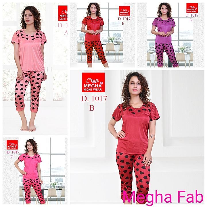 28" Gauge satin *Night Suit Capri* Fancy Pouch Packing With Photo. *D.No.1017. uploaded by Megha Fab on 7/24/2020