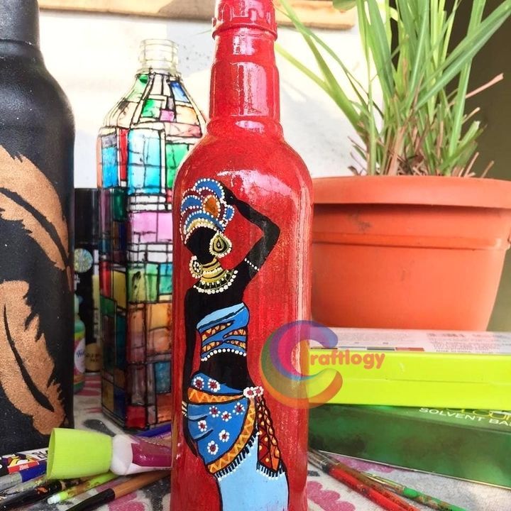 A beautiful Tribal lady bottle art. uploaded by Craftlogy on 4/11/2021