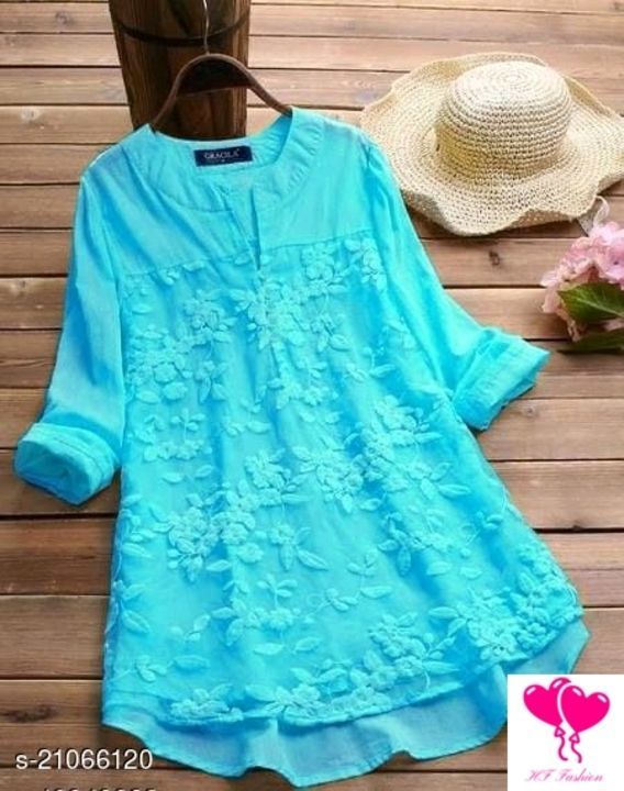 Post image Urbane Modern Women Tops &amp; Tunics
Fabric: Cotton
Sleeve Length: Three-Quarter Sleeves
Pattern: Embroidered
Multipack: 1
Sizes:
S (Bust Size: 36 in, Length Size: 28 in) 
XL (Bust Size: 42 in, Length Size: 30 in) 
L (Bust Size: 40 in, Length Size: 28 in) 
M (Bust Size: 38 in, Length Size: 30 in) 
XXL (Bust Size: 42 in, Length Size: 30 in) 

Country of Origin: India