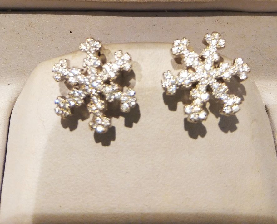 This is American diamond earings. It has 92.5 sterling silver. It has rodium polish.  uploaded by business on 4/11/2021