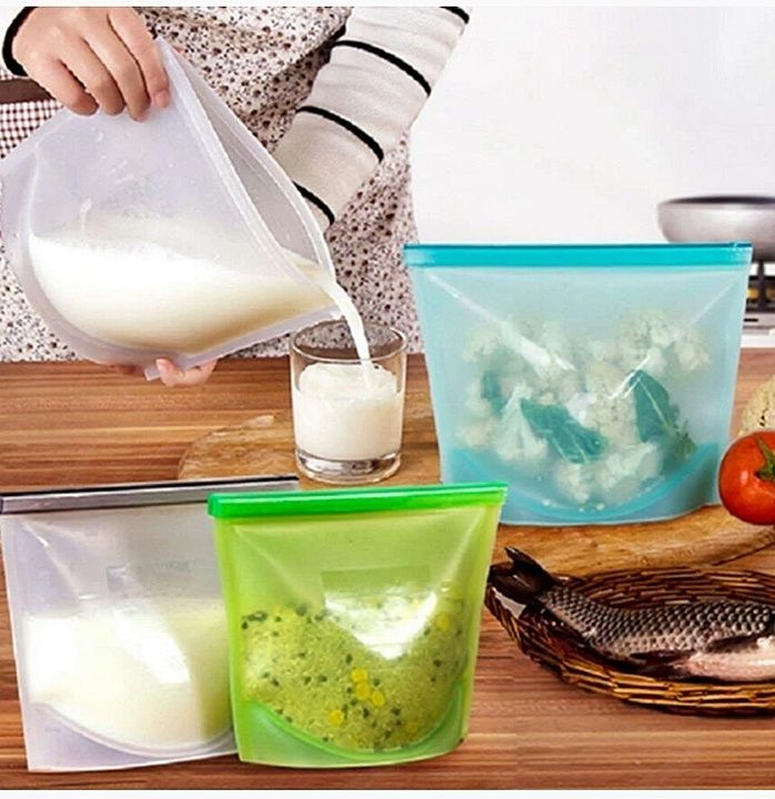 Reusable Silicone Food Preservation Bag Gallon - Zip Sealed Storage Container (Size-20x17x15cm - Cap uploaded by business on 7/24/2020