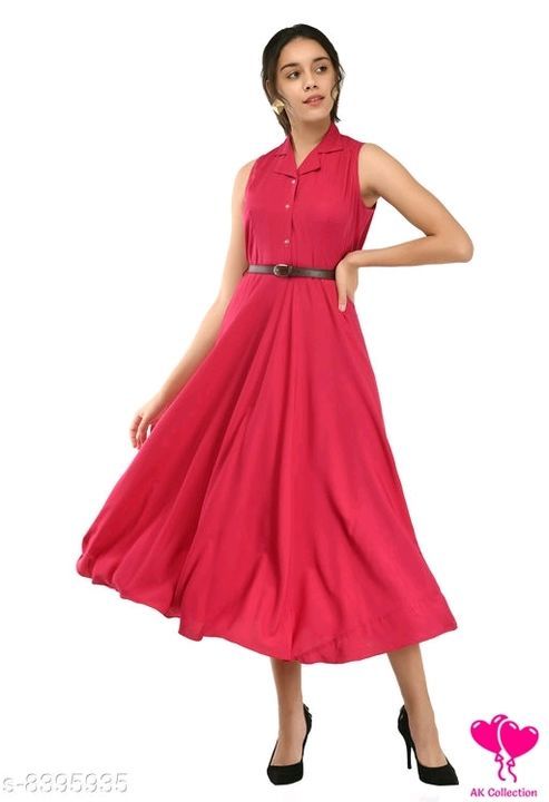 Rudraa women's bottal green crepe solid Stylish  with belt  dress
 uploaded by business on 4/11/2021
