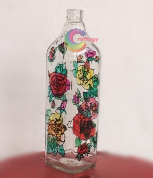 Craftlogy beautiful flower theme bottle art. uploaded by business on 4/11/2021