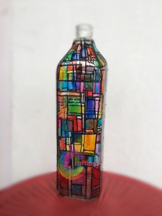 Craftlogy stunning bottle art made with transparent colours uploaded by Craftlogy on 4/11/2021