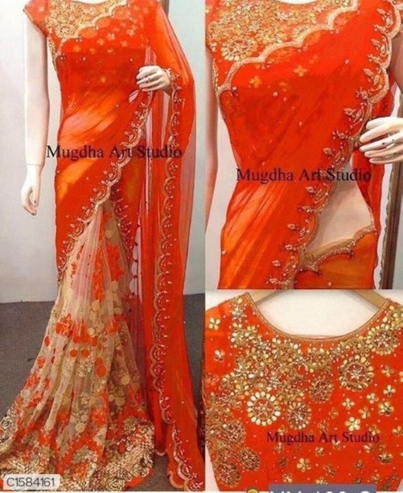 *Catalog Name:* Glamorous  Embroidered  Net & Georgette Sarees

*Details:*
Description: Embroidered  uploaded by business on 4/11/2021