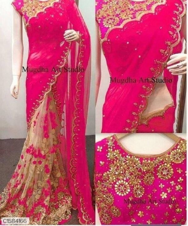 *Catalog Name:* Glamorous  Embroidered  Net & Georgette Sarees

*Details:*
Description: Embroidered  uploaded by business on 4/11/2021