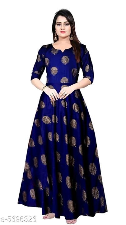 Post image Shardha Trendy Women Stylish long Gowns

Fabric: Rayon
Sleeve Length: Variable (Product  Dependent ) 
Pattern: Printed
Set Type: Single piece
Stitch Type: Stitched
Multipack: 1
Sizes: 
M (Bust Size: 38 in, Length Size: 50 in) 
L (Bust Size: 40 in, Length Size: 50 in) 
XL (Bust Size: 42 in, Length Size: 50 in)  
XXL (Bust Size: 44 in, Length Size: 50 in)
Dispatch: 1 Day