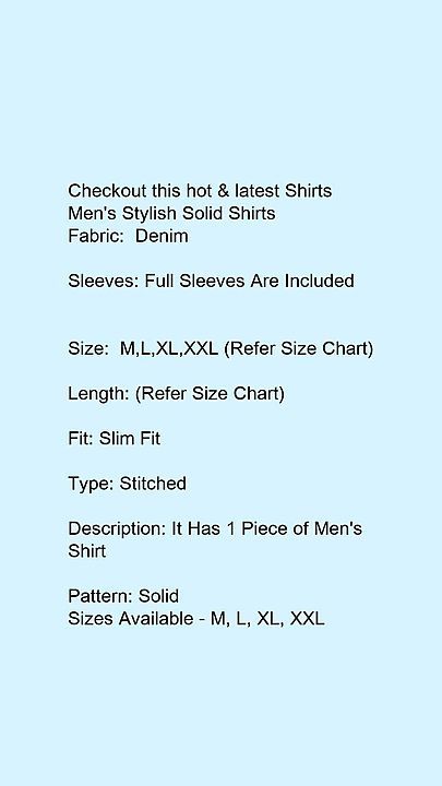 Men's Stylish Solid Shirts uploaded by Chhimbial Online Shopping on 7/24/2020
