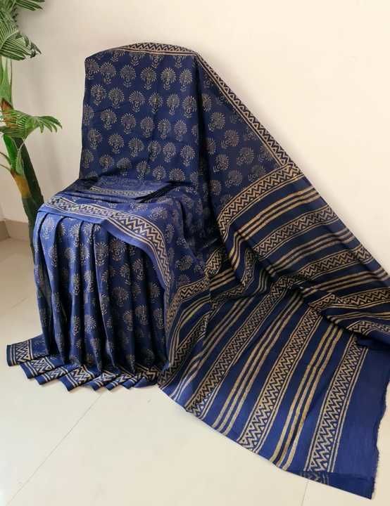 Hand block printed cotton mulmul sarees with blouse piece uploaded by business on 4/12/2021
