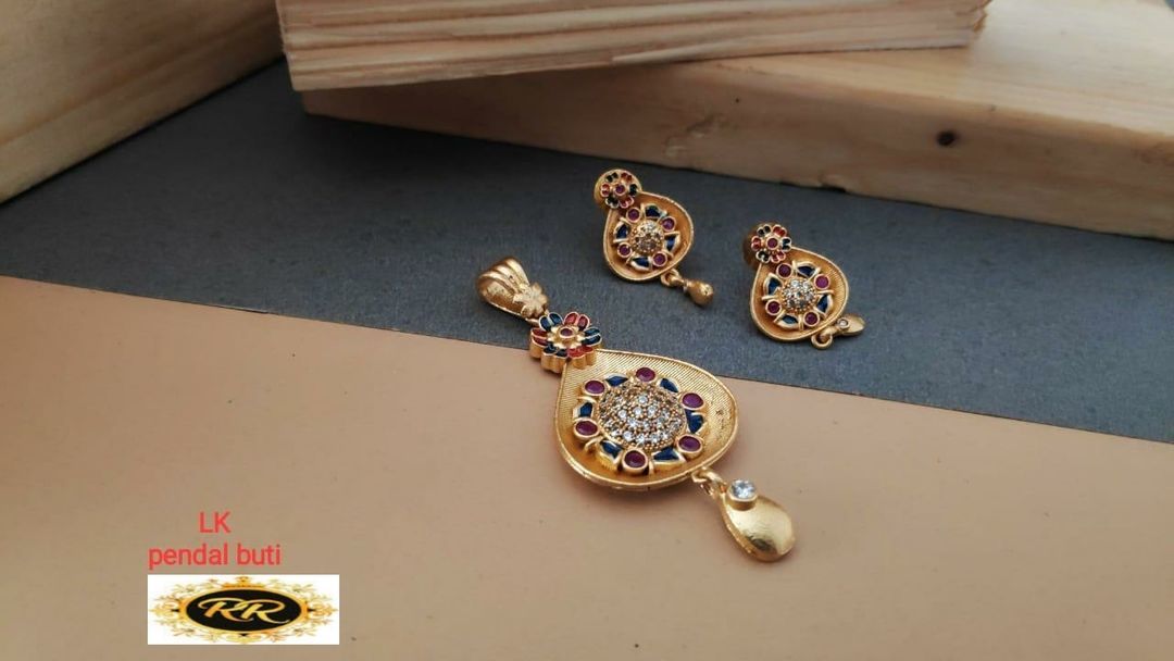 High Quality Gold Plated Pendant Set with Earrings and Chain   uploaded by Rakesh Textiles on 4/12/2021