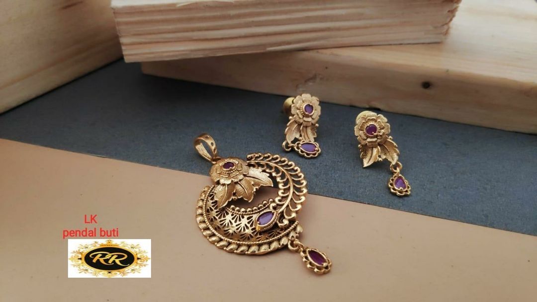 High Quality Gold Plated Pendant Set with Earrings and Chain   uploaded by Rakesh Textiles on 4/12/2021