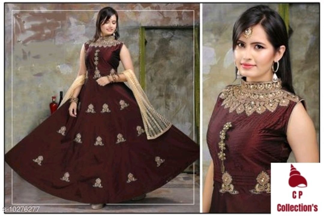 Post image Attractive Designer Taffeta Silk Women Gowns 

Fabric: Gown -Taffeta Silk, Dupatta - Soft Net , Legging - Lycra

Sleeves:Sleeves Are Not Included

Size: Gown - M- 36 in, XL- 40 in, Legging - M- 30 in, XL- 34 in , Dupatta - 2.15 Mtr

Length: Gown - Up To 53 in , Legging - Up To 40 in

Flair: 4.00 Mtr

Type: Stitched

Description: It Has 1 Piece OfWomen Gown &amp; 1 Dupatta &amp;Piece Of Legging

Work : Gown -Embroidery , Legging - Solid

COD
Free shipping.