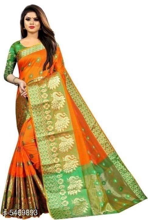 Cotton silk saree with blouse piece uploaded by Indian Fashion on 4/12/2021
