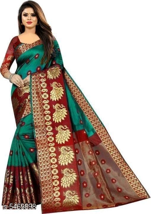 Cotton silk saree with blouse piece uploaded by business on 4/12/2021