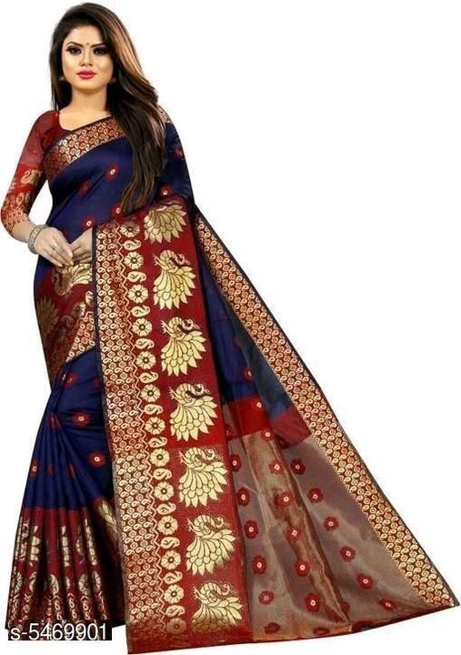 Cotton silk saree with blouse piece uploaded by business on 4/12/2021