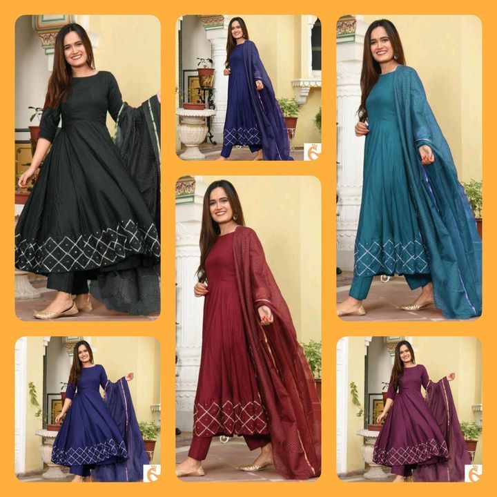 Post image Catalog Name:*Abhisarika Pretty Women Kurta Sets*
Kurta Fabric: Rayon
Bottomwear Fabric: No Bottomwear
Fabric: Rayon
Sleeve Length: Three-Quarter Sleeves
Set Type: Kurta With Dupatta
Bottom Type: No Bottomwear
Pattern: Solid
Multipack: Single
Sizes: 
S (Bust Size: 36 in, Shoulder Size: 14.5 in, Kurta Waist Size: 38 in, Kurta Hip Size: 39 in, Kurta Length Size: 50 in, Duppatta Length Size: 2.1 m) 
M (Bust Size: 38 in, Shoulder Size: 14.5 in, Kurta Waist Size: 38 in, Kurta Hip Size: 39 in, Kurta Length Size: 50 in, Duppatta Length Size: 2.1 m) 
L (Bust Size: 40 in, Shoulder Size: 14.5 in, Kurta Waist Size: 38 in, Kurta Hip Size: 39 in, Kurta Length Size: 50 in, Duppatta Length Size: 2.1 m) 
XL (Bust Size: 42 in, Shoulder Size: 14.5 in, Kurta Waist Size: 38 in, Kurta Hip Size: 39 in, Kurta Length Size: 50 in, Duppatta Length Size: 2.1 m) 
XXL (Bust Size: 44 in, Shoulder Size: 14.5 in, Kurta Waist Size: 38 in, Kurta Hip Size: 39 in, Kurta Length Size: 50 in, Duppatta Length Size: 2.1 m) 


Dispatch:1 Day

Easy Returns Available In Case Of Any Issue
*Proof of Safe Delivery! Click to know on Safety Standards of Delivery Partners-