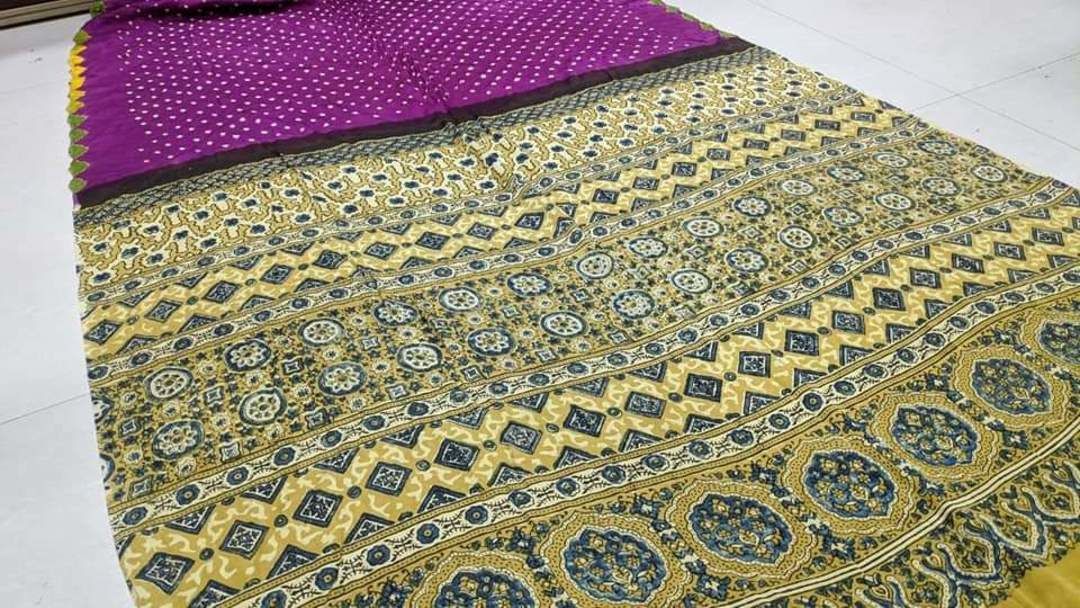 Modal silk bandhni sari with ajrakh block print uploaded by business on 4/12/2021