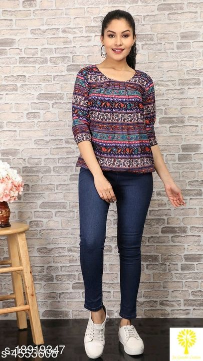 Post image Catalog Name:*Comfy Fashionable Women Tops &amp; Tunics*
Fabric: Crepe
Sleeve Length: Variable (Product Dependent)
Pattern: Variable (Product Dependent)
Multipack: 1
Sizes:
S (Bust Size: 36 in, Length Size: 26 in) 
XL (Bust Size: 42 in, Length Size: 26 in) 
XS (Bust Size: 34 in, Length Size: 26 in) 
L (Bust Size: 40 in, Length Size: 26 in) 
XXL (Bust Size: 44 in, Length Size: 26 in) 
XXXL (Bust Size: 46 in, Length Size: 26 in) 
M (Bust Size: 38 in, Length Size: 26 in) 

Dispatch: 2-3 Days
Easy Returns Available In Case Of Any Issue
*Proof of Safe Delivery! Click to know on Safety Standards of Delivery Partners- https://ltl.sh/y_nZrAV3