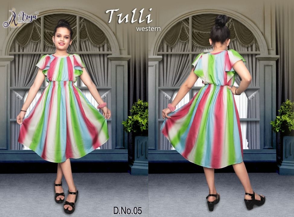 Post image 👧 TULLI KID'S 👧
  Children western
£- Colour- 6
£- Fabric - Poli reyon 
£- Digital print
£- Size 
       Year         =   size 
     - 5 to 6     =    23"
     - 6 to 7     =    24"
     - 7 to 8     =    26"
     - 8 to 9     =    28"
     - 9 to 10   =    30"
     - 10 to 11 =    32"
     - 11 to 12 =    34"
£- price - 600/- included gst+shipp

GOOD QUALITY 👌👌👌
No cash on delivery
Book fast ☺️