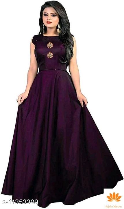 Catalog Name:*Trendy Gowns For Women*
Fabric: Taffeta SIlk
Sleeve Length: Sleeveless
Pattern: Solid
 uploaded by business on 4/13/2021