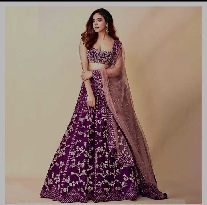 *SKU:-AB- 429* 
*Purple Fiesta Lehenga (Semi-Stitch)*
Lehenga Fabric :- Taffeta  
Lehenga Inner :-   uploaded by business on 4/13/2021