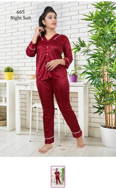 Post image Women's Satin Nightsuits

Fabric: Satin

Sleeves: Variable (Check for Product Details)

Size:  Variable (Check for Product Details)

Length: Variable (Check for Product Details)

Type: Stitched

Description: Variable (Check for Product Details)

Work/Pattern: Lace Work/ Solid

Dispatch in 20 Days