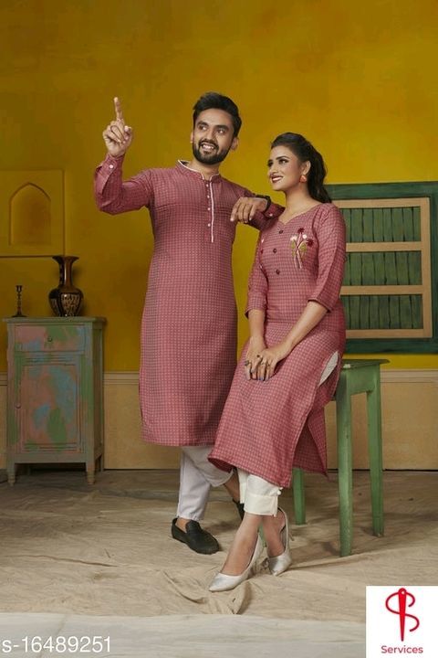 Post image Catalog Name:*Ram Leela Couple Set
Rs. 1700/-
Kurta Fabric: Cotton 
Bottomwear Fabric: Cotton 
Sleeve Length: Three-Quarter Sleeves &amp; Long Sleeves 
Set Type: Kurta With Bottomwear
Bottom Type:  Payjama
Pattern: Printed 
Combo of: Combo of 2
Sizes: 
XL (Chest Size: 42 in, Length Size: 42 in , Bottom Waist Size 34 in: , Bottom Length Size: 39 in)
XXL (Chest Size: 44 in, Length Size: 42 in , Bottom Waist Size 36 in: , Bottom Length Size: 39 in)
L (Chest Size: 40 in, Length Size: 42 in , Bottom Waist Size:32 in , Bottom Length Size: 39 in)
M (Chest Size: 38 in, Length Size: 42 in , Bottom Waist Size: 30 in , Bottom Length Size: 39 in)

Description: It has 1 Pair of Mens Kurta Set &amp; Womens Kurti Set


Dispatch: 2-3 days 
Easy Returns Available In Case Of Any Issue
*Proof of Safe Delivery! Click to know on Safety Standards of Delivery Partners- https://ltl.sh/y_nZrAV3