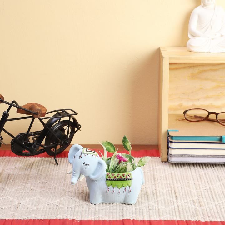 Resin Small Pot Baby Elephant Blue - Rishan Lifestyle uploaded by RS Sales on 4/14/2021