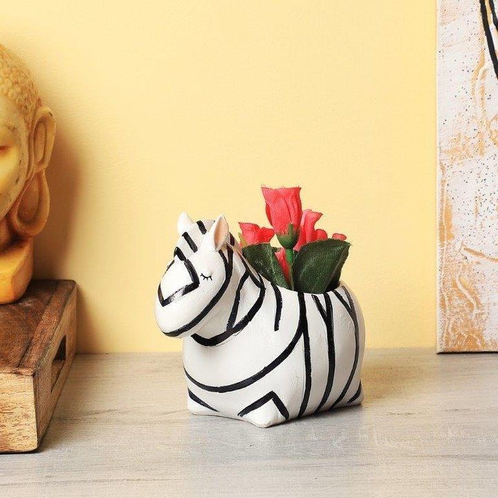 Resin Small Flower Pot Zebra - Rishan Lifestyle uploaded by RS Sales on 4/14/2021