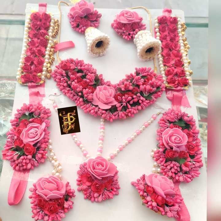 BEAUTIFULL flower jewellery. Best for mehndi and sangeet functions !!!! Limited stock uploaded by Bhageerathy's - The Fashion Hub on 4/14/2021