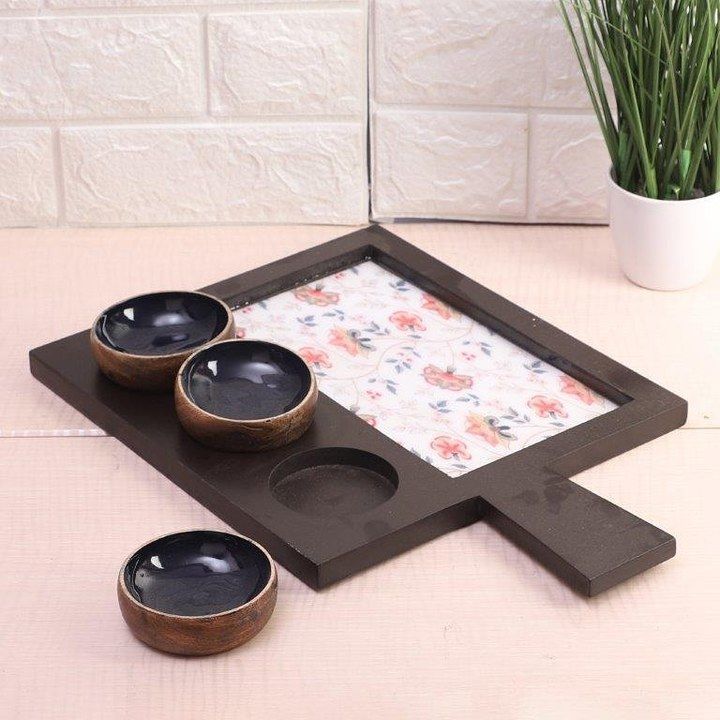 Wooden Trays with Bowls - Rishan Lifestyle uploaded by RS Sales on 4/14/2021
