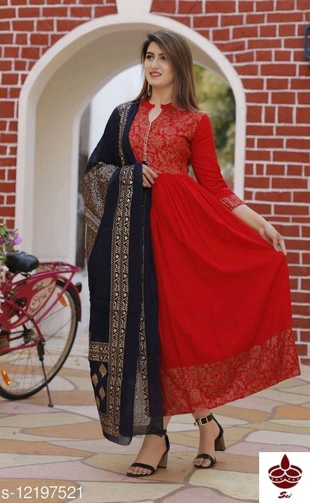 Post image Catalog Name:*Kashvi Voguish Women Kurta Sets*
Kurta Fabric: Rayon
Bottomwear Fabric: No Bottomwear
Fabric: Rayon
Sleeve Length: Three-Quarter Sleeves
Set Type: Kurta With Dupatta
Bottom Type: No Bottomwear
Pattern: Printed
Multipack: Single
Sizes: 
XL (Bust Size: 42 in, Duppatta Length Size: 2 m) 
L (Bust Size: 40 in, Duppatta Length Size: 2 m) 
M (Bust Size: 38 in, Duppatta Length Size: 2 m) 
XXL (Bust Size: 44 in, Duppatta Length Size: 2 m) 
XXXL (Bust Size: 46in, Duppatta Length Size: 2 m) 

Dispatch:1 Day

Easy Returns Available In Case Of Any Issue
*Proof of Safe Delivery! Click to know on Safety Standards of Delivery Partners- https://ltl.sh/y_nZrAV3
