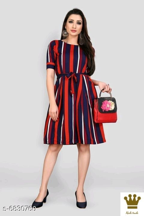 Post image For more details whatsapp me-8208667469

Catalog Name:*Stylish Designer Women Dresses*
Fabric: Crepe
Sleeve Length: Short Sleeves
Pattern: Striped
Multipack: 1
Sizes:

Dispatch:1 Day